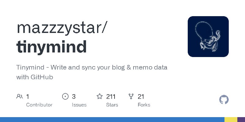 GitHub - mazzzystar/tinymind: Tinymind - Write and sync your blog & memo data with GitHub